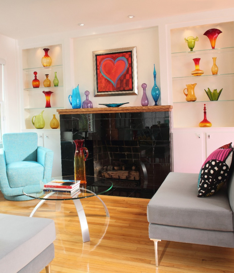 Colorful modern living room interior design 